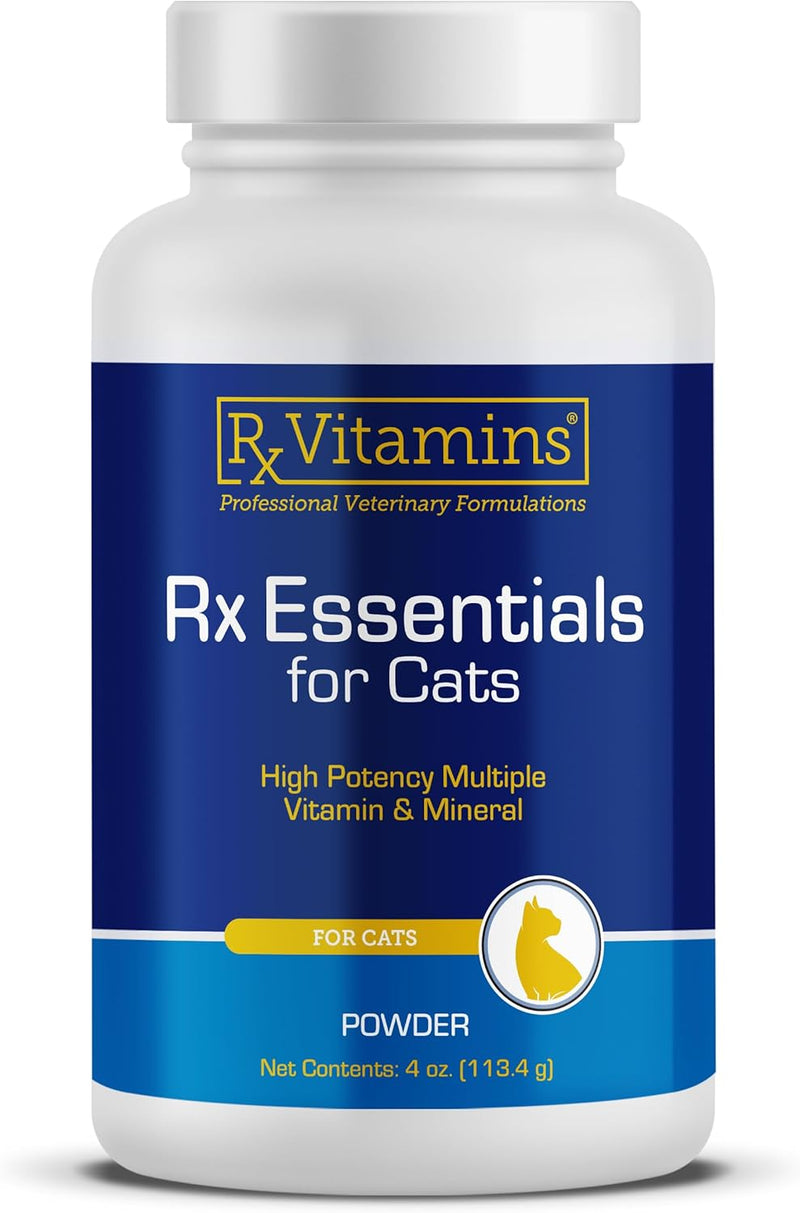 Rx Vitamins Essentials for Cats - Vitamin & Mineral Multivitamin Supplement - Add to Wet or Dry Cat Food - Powder 4 oz - BeesActive Australia