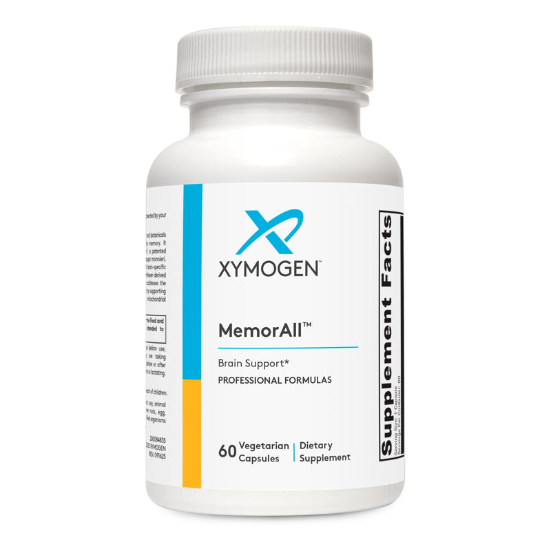 XYMOGEN MemorAll, 60 Capsules | Brain and Memory Support, Ginkgo Biloba, Bacopa, and B Vitamins, Gluten-Free, Dairy-Free, and Non-GMO