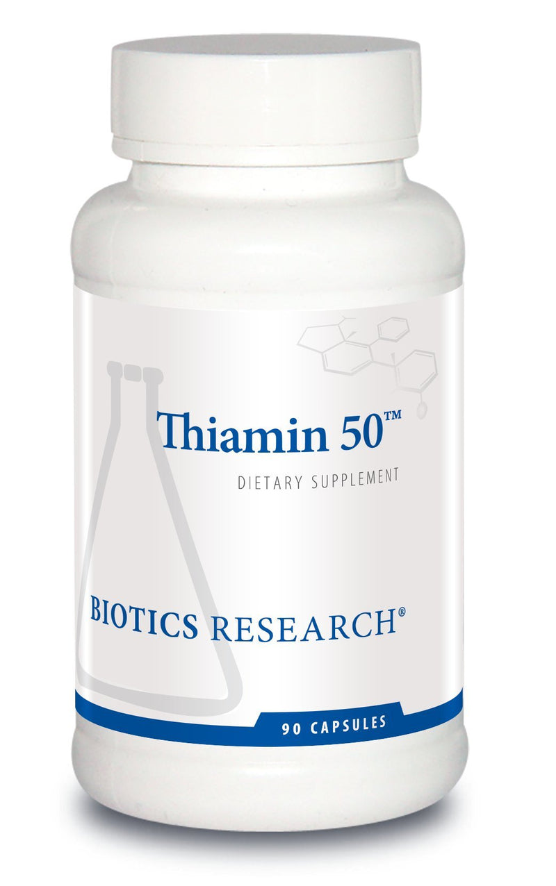 BIOTICS RESEARCH Thiamin 50™ – High Potency Vitamin B1, 50 mg, Energy Production, Metabolic Support, Cardiovascular Health, Brain Health. 90 Capsules