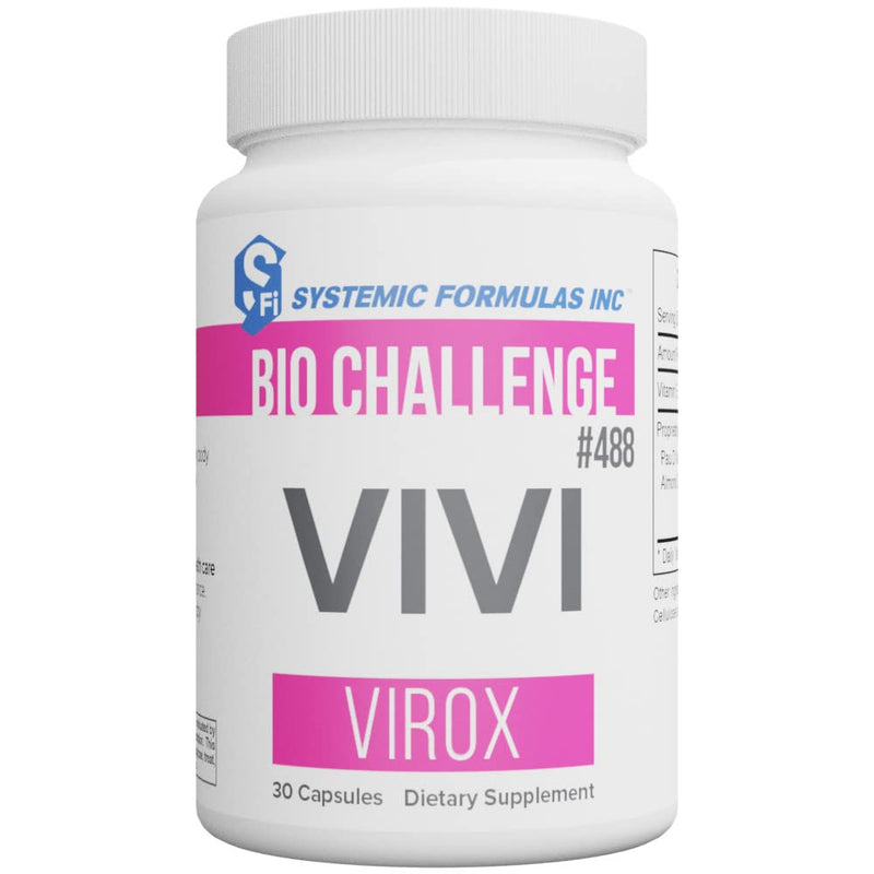 Systemic Formulas Bio Challenge #488 VIVI Virox - 30 Capsules. Powerful Immune Support Blend with PAU D’Arco, Leptotaenia Oil (Lomatium dissectum), Bitter Almond Oil, Jojoba Oil and Vitamin E.