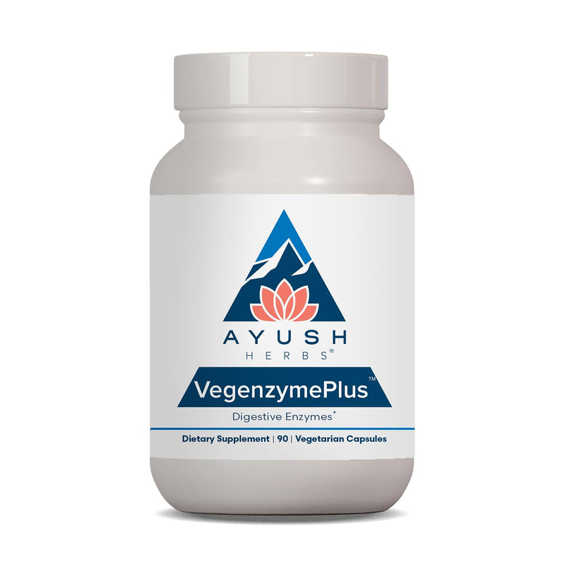 Ayush Herbs VegenzymePlus, Digestive Enzymes for Women & Men, 60 Servings | Enzymes for Digestion with Bromelain, Lipase, Lactase, Protease, 100% Vegetarian Gut Health Supplement