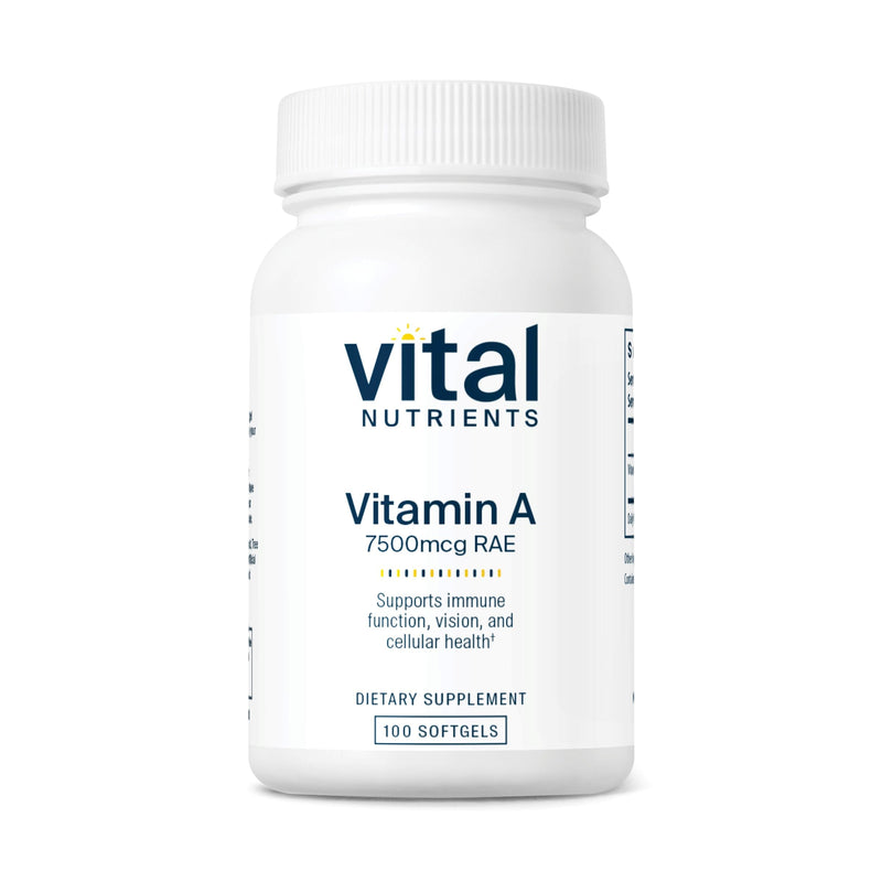 Vital Nutrients - Vitamin A (from Fish Liver Oil) - Supports Immune Function and Vision - 100 Softgels per Bottle - 7500 mcg RAE - BeesActive Australia