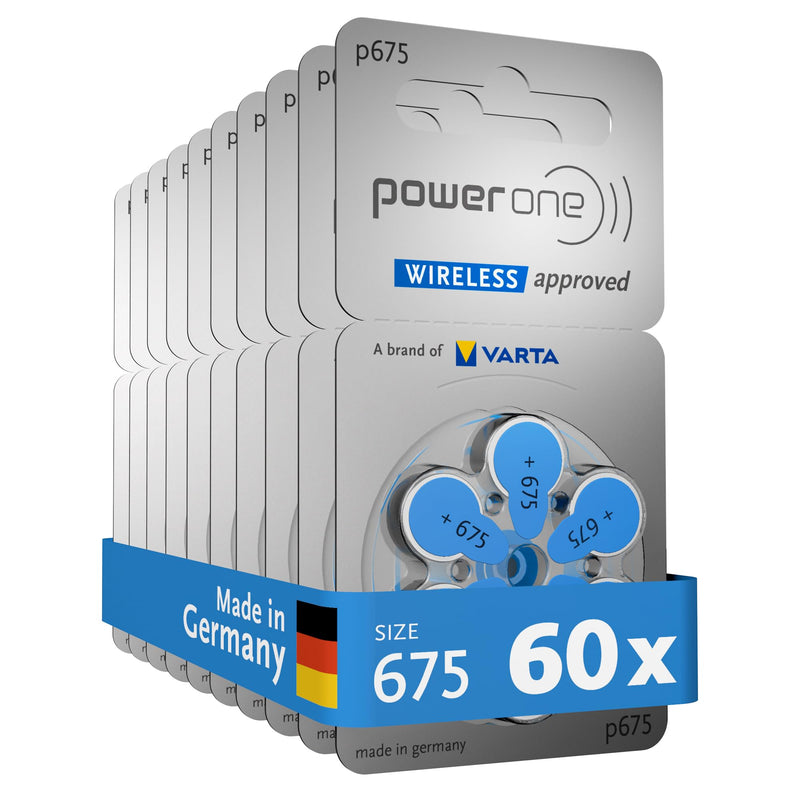 Powerone size 675 Hearing Aid Battery No Mercury made in Germany Genuine Pack 60 1 Count (Pack of 1) - BeesActive Australia