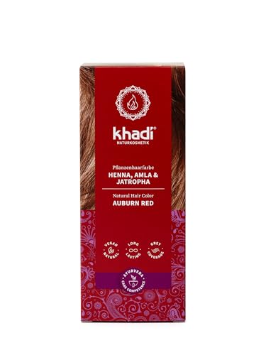 khadi AUBURN RED Natural Hair Color - Hair Color for strong, dark deep red to striking, rich mahogany - natural cosmetics - 3.5 oz 3.5 Ounce (Pack of 1)