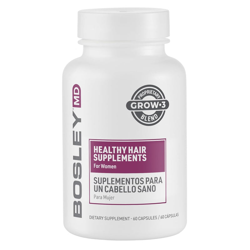 BosleyMD Women’s Healthy Hair Growth Supplements for Thicker, Fuller Hair– DHT-Blocking Botanicals with Biotin, Niacin, Zinc & L-Lysine – Rich in Vitamins & Minerals – 60 Capsules (2-Month Supply) Women's Supplement With Biotin (Raspberry Pink)