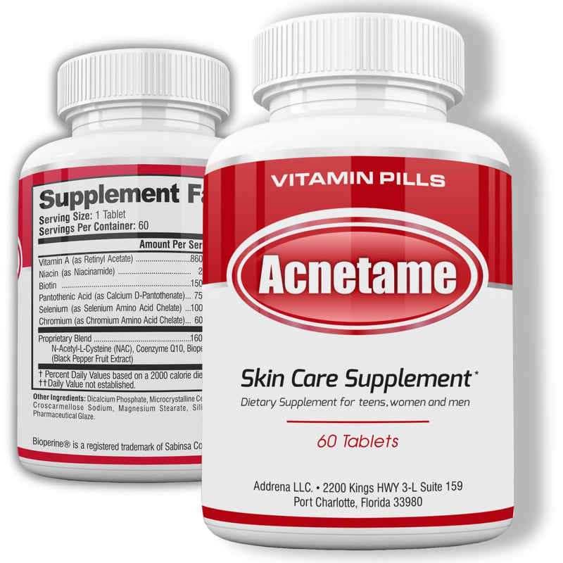 Acnetame Acne Pills 60- Supplements for Acne Treatment Pill Women Men Teens | Clear Skin Supplement & Hormonal Pimple Tablet, Natural Breakout & Blemish Control, Oily Skin Sebum- 60 Tablets 60 Count (Pack of 1)