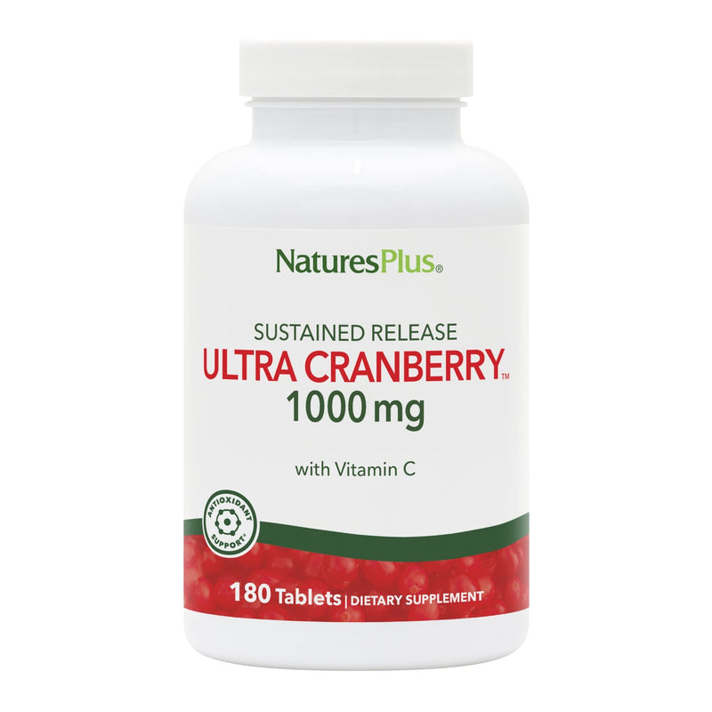 NaturesPlus Ultra Cranberry, Sustained Release - 1000mg, 180 Tablets - with Vitamin C - Vegetarian, Gluten Free - 90 Servings 90 Count (Pack of 1)