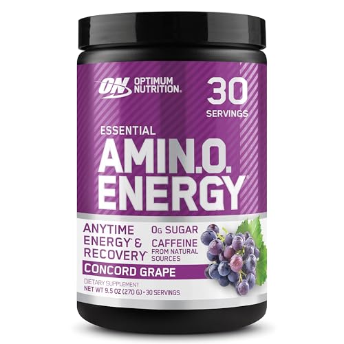 Optimum Nutrition Amino Energy Powder, Concord Grape, 9.5 Oz 9.5 Ounce (Pack of 1)