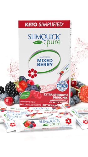 SlimQuick Pure 3X Extra Strength Drink Mix for Women, Achieve Weight Goals Mixed Berries
