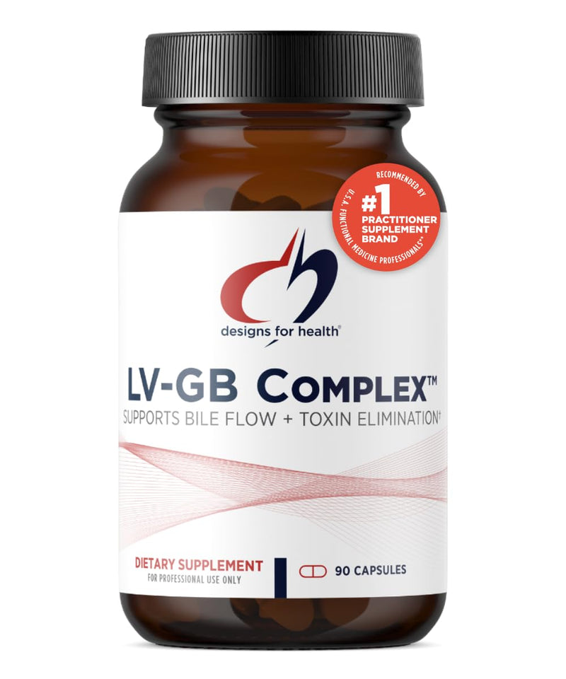 Designs for Health LV-GB Complex - Liver Detox Supplements for Gallbladder Support with Milk Thistle, Artichoke, Vitamins + Ox Bile - Supports Bile Flow + Toxin Elimination (90 Capsules) Standard Packaging