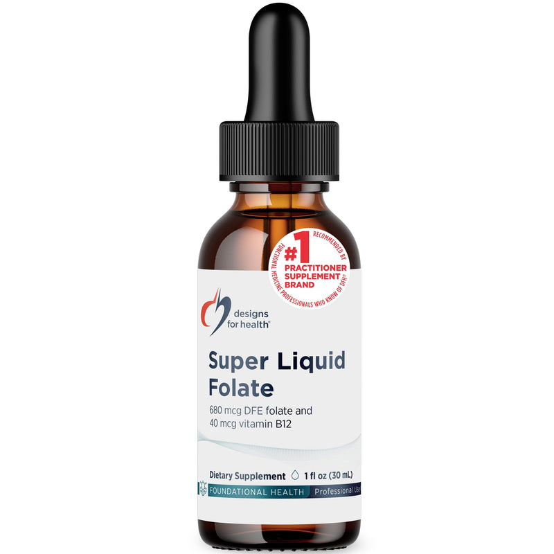 Designs for Health B12 + Folate Drops - Super Liquid Folate with Vitamin B12 as Methylcobalamin - 400mcg Folate + 40mcg Methyl B12 per Drop, Non-GMO + Vegetarian (660 Servings / 1 Fl Oz) Standard Packaging