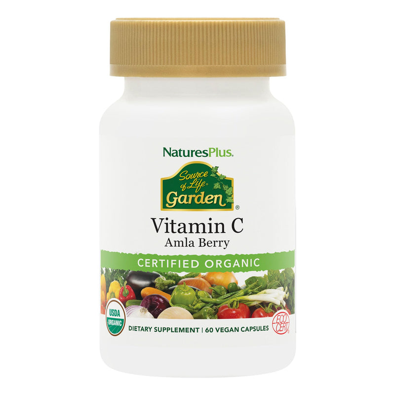 NaturesPlus Source of Life Garden Vitamin C - 60 Capsules - Immune System Support - USDA Certified Organic, Non-GMO, Vegan, Gluten Free - 30 Servings 60 Count (Pack of 1)
