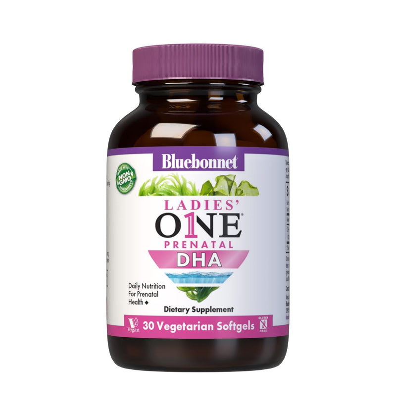 Bluebonnet Nutrition Ladies' One Prenatal DHA, Daily Nutrition for Prenatal Health*, Non-GMO, Vegan, Gluten-Free, 30 Vegetarian Softgels, 30 Servings | Non-GMO, Vegan, Vegetarian, Gluten-Free 1