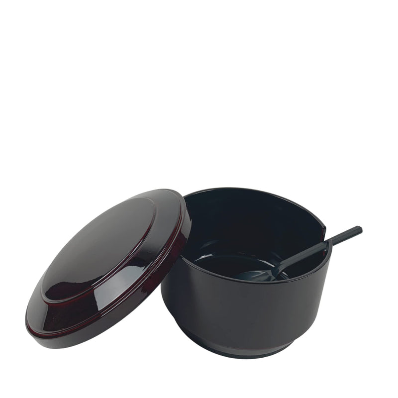 JapanBargain 4777, Rice Serving Bowl with Lid and Rice Paddle Spoon Japanese Ohitsu Container Made in Japan, Burgundy Color, Serving 4-6 People Large - BeesActive Australia