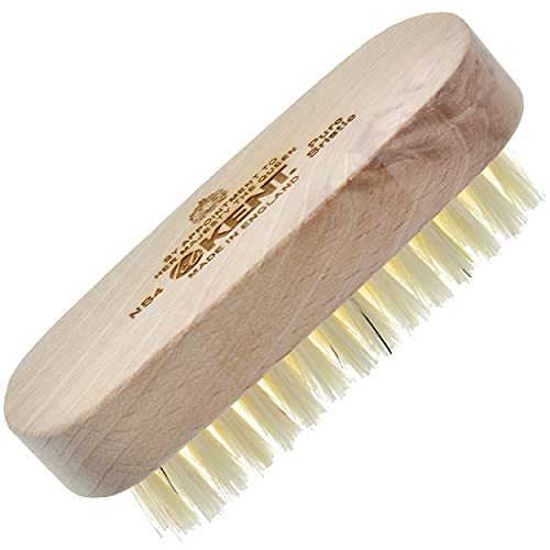 Kent NB4 Natural Bristle Fingernail Brush and Hand Scrub Brush for Nails. Beechwood Finger Nail Brush to Clean Nails and Nail Scrubber Brush for Hands, Feet, Fingernails, and Toenails. Made in England