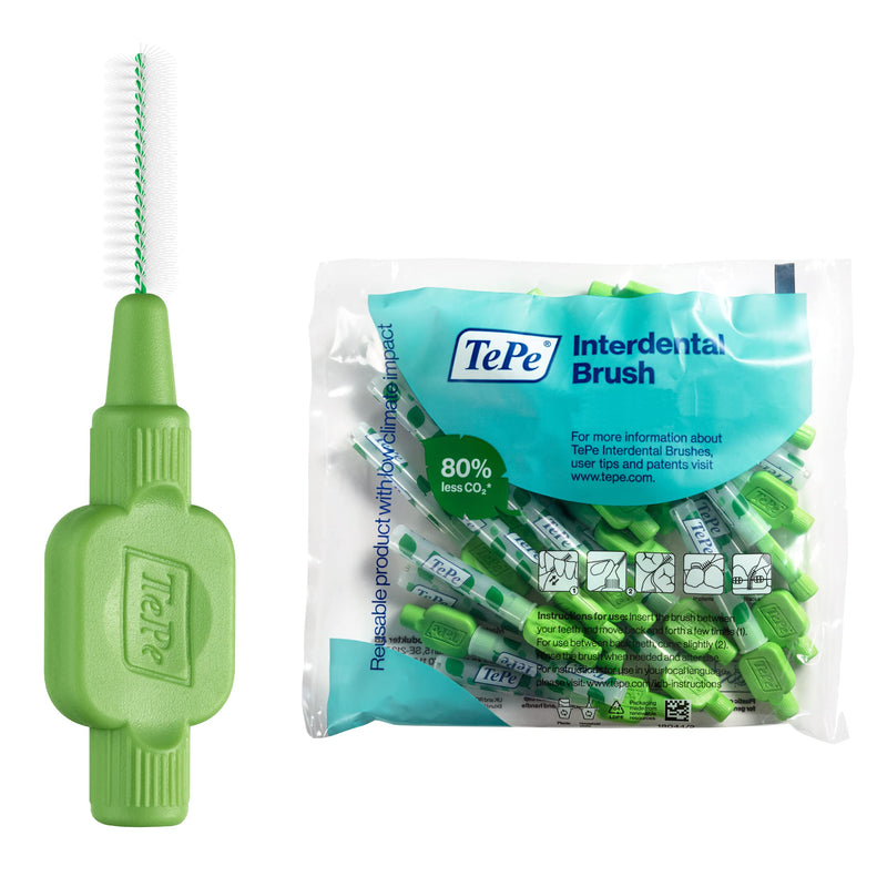 TePe Original Interdental Brush, Size 5, for Cleaning Teeth Gaps, 25pcs 0.8 mm Green
