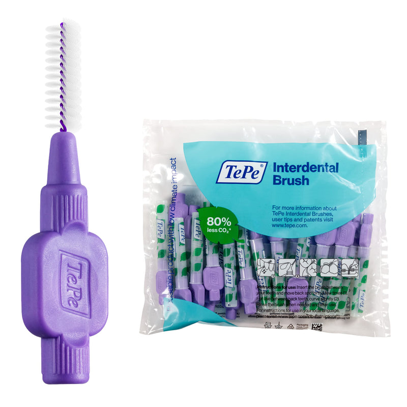 TePe Pack of 25 Interdental Brush Original, Soft Dental Brush for Teeth Cleaning, 6, Purple 1.1 mm