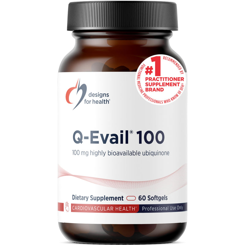 Designs for Health Q-Evail 100-100mg CoQ10 Highly Bioavailable Ubiquinone - Coenzyme Q10 with MCT + Mixed Tocopherols to Promote Superior Absorption - Non-GMO (60 Softgels)