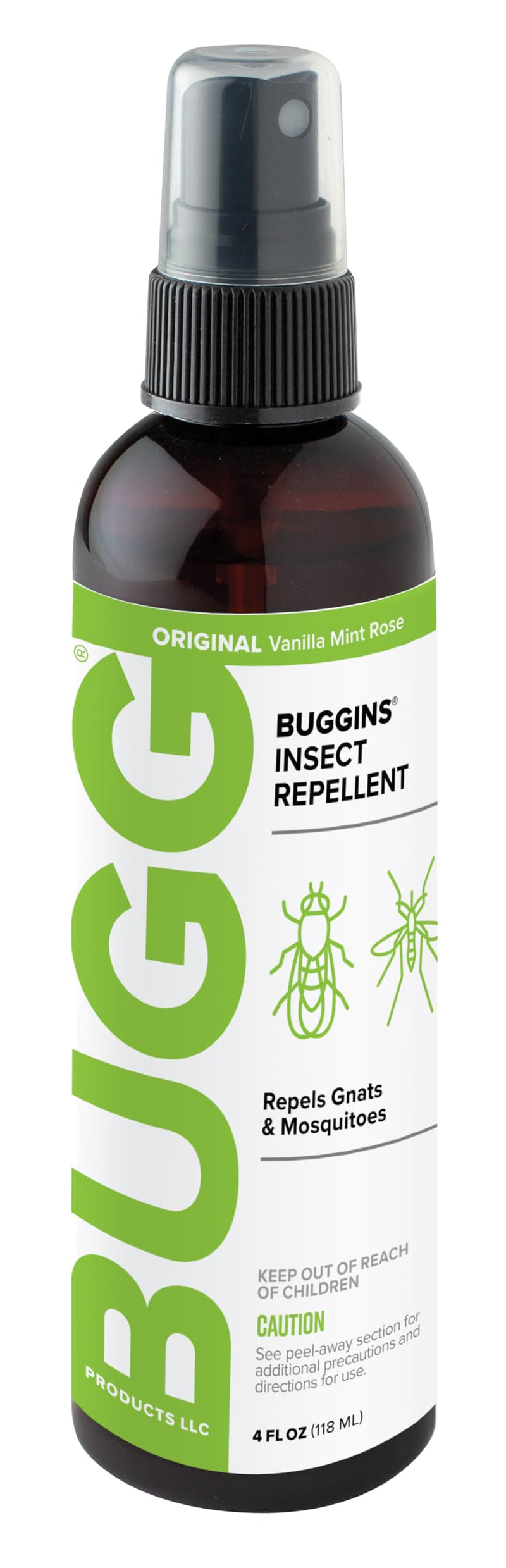BUGGINS Original - Insect Repellent - Gnats & Mosquitoes, DEET Free, Non-Greasy - 4 oz Pump Spray Bottle 4 Ounce (Pack of 1)