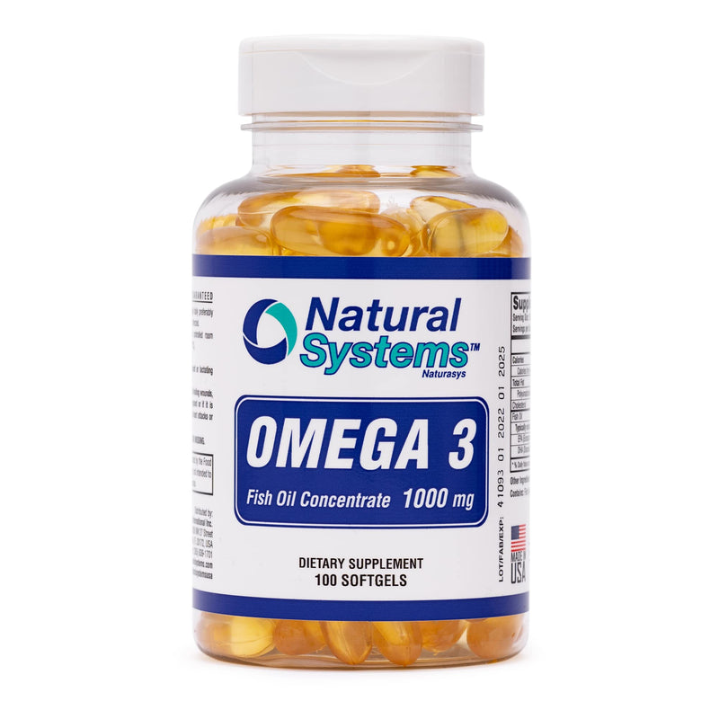 Omega 3 1000mg Fish Oil 100 Concentrated Softgels by Natural Systems - Omega 3 Supplements - Capsules for Daily Diet - EPA - DHA - Perfect for Heart, Eye, Brain and Joints Support* 100 Count (Pack of 1)