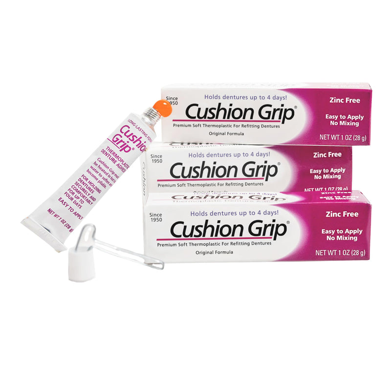 Cushion Grip Thermoplastic Denture Adhesive - Refits & Tightens Dentures 3 Pack