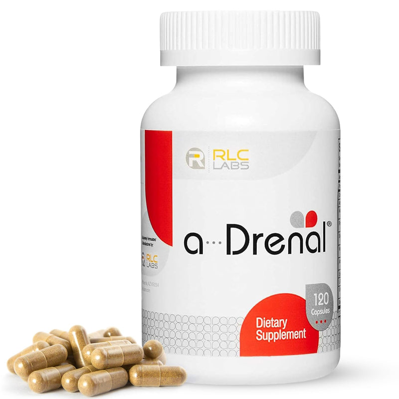 RLC Labs a-Drenal, 120 Capsules - Herbal, Cortisol Supplement with Ashwagandha, Ginger & Rhodiola to Support Balance, Mood, Energy & Vitality - Adrenal Support Formula (1 Month Supply) 120 Count (Pack of 1) - BeesActive Australia