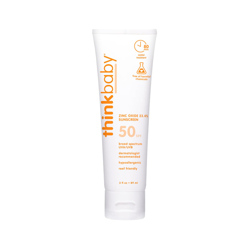 Thinkbaby SPF 50+ Baby Mineral Sunscreen ‚Äì Safe, Natural Sunblock for Babies - Water Resistant Sun Cream ‚Äì Broad Spectrum UVA/UVB Sun Protection ‚Äì Vegan Baby Sunscreen Lotion, 3 Oz. 3 Ounce (Pack of 1) SPF 50 Mineral Sunscreen - BeesActive Australia