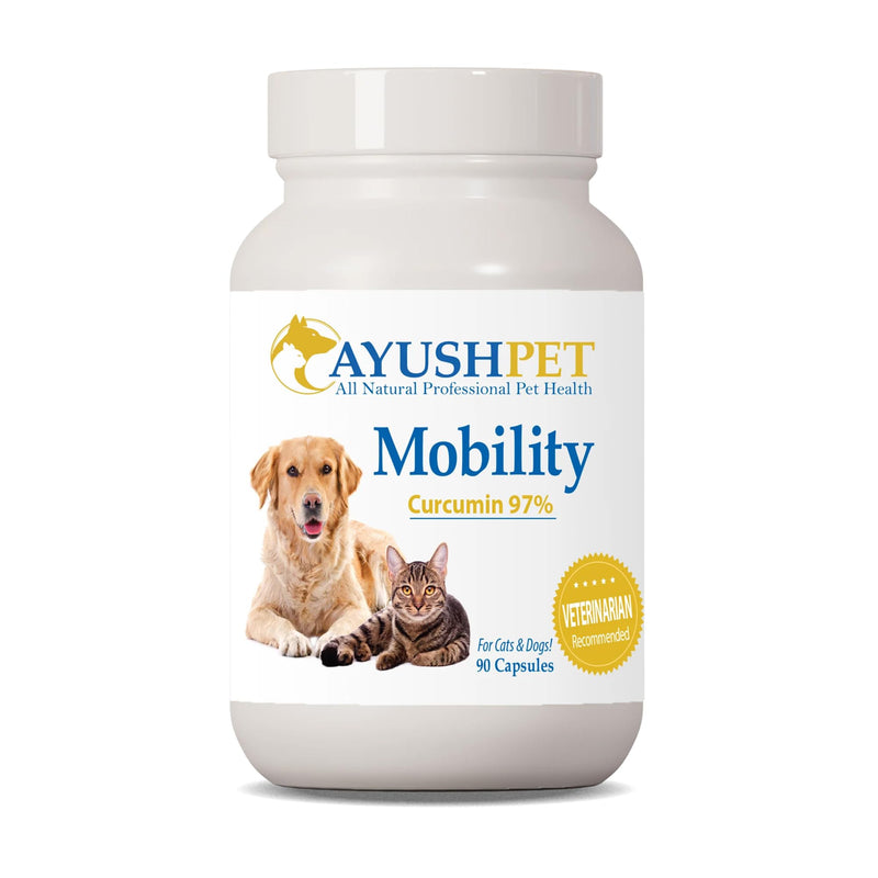 Ayush Pet Mobility, Curcumin Supplement for Healthy Joints, Pure and Powerful Joint, Digestion, and Brain Support, Large or Small Pets, 90 Capsules - PawsPlanet Australia