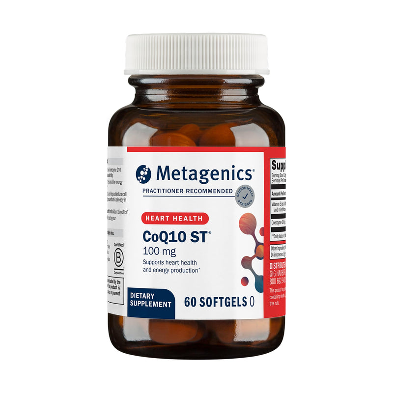 Metagenics CoQ10 ST-100, Heart & Cardiovascular Health, 60 Softgels | CoQ10 Supplement with Ubiquinone and Vitamin E, Supports Cardiovascular and Cellular Energy Health, Non-GMO 60 Count (Pack of 1)