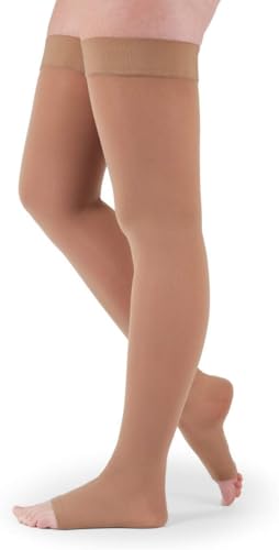 Mediven Women's Assure Thigh High 20-30 mmHg Open Toe Compression Stocking Medium (1 Pair) Beige
