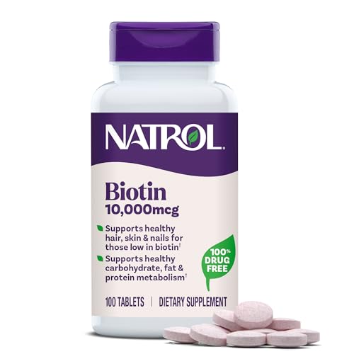 Natrol Beauty Biotin 10,000mcg Vitamins for Beauty, 100 Tablets Unflavored 100 Count (Pack of 1)