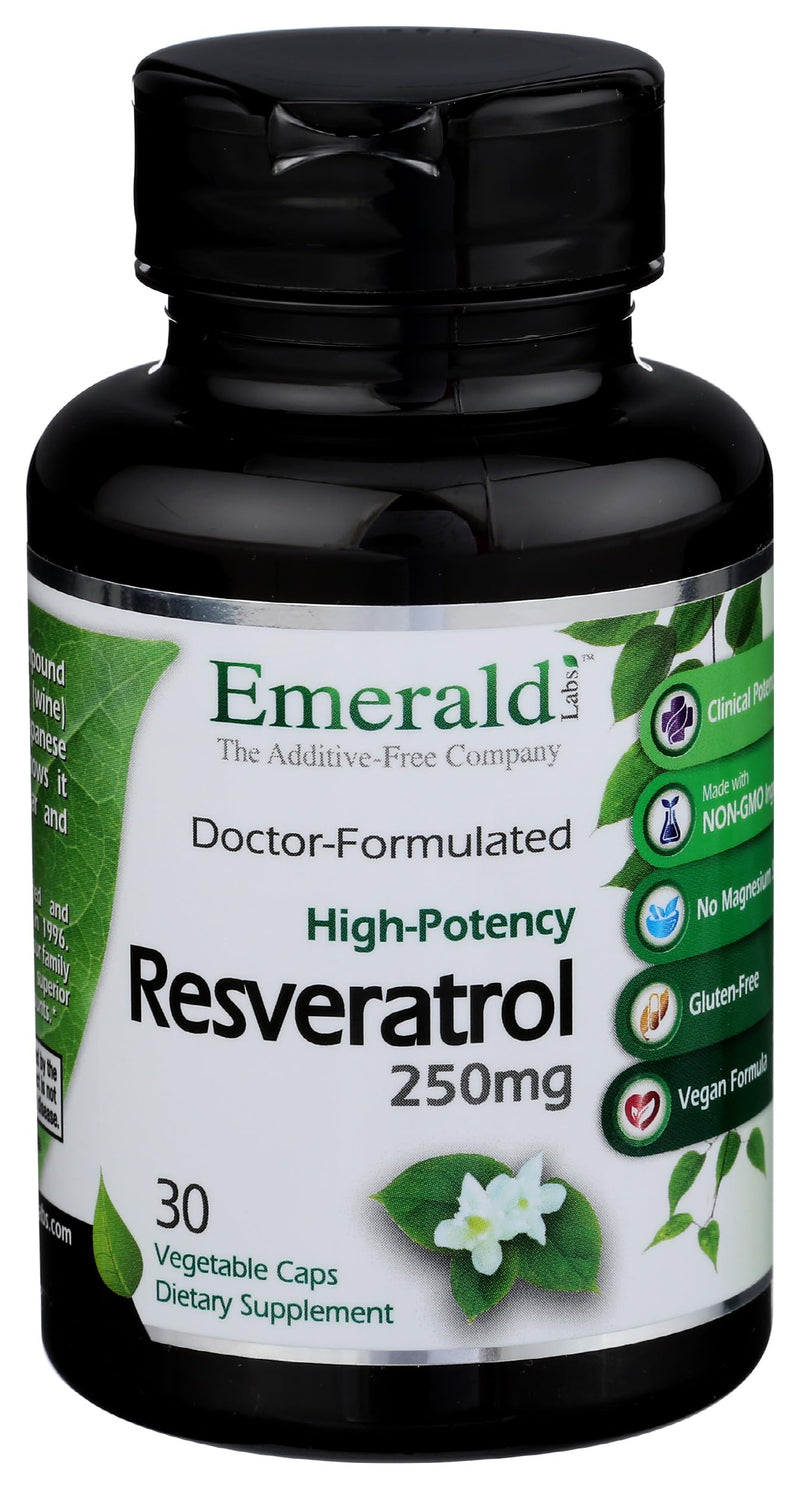 Emerald Labs Resveratrol - Dietary Supplement with Resveratrol for Cellular and Cardiovascular Support - 30 Vegetable Capsules
