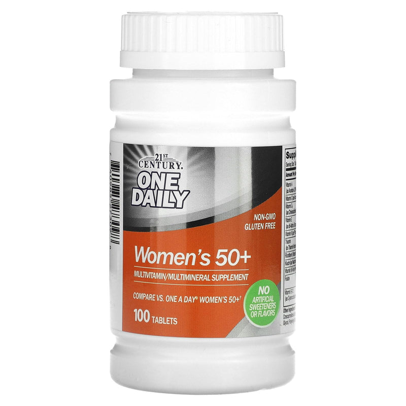 21st Century One Daily Women's 50+ Multivitamin Tablets, 100 Count | Complete Daily Multivitamin, Compare VS. One A Day® Women's 50+, Women Over 50 with Memory, Bone Strength, Everyday Wellness Unflavored 100 Count (Pack of 1)