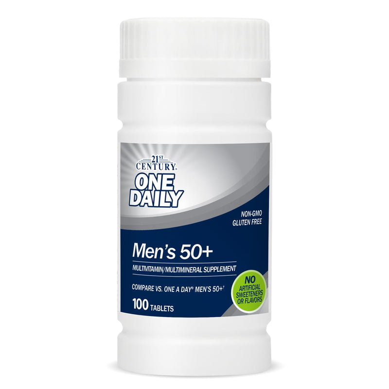 21st Century One Daily Men's 50+ Tablets, 100 Count | Complete Daily Multivitamin, Compare VS. One A Day® Men's 50+, Men Over 50 with Memory, Complete Nutrition for Men 50 Plus 100 Count (Pack of 1)