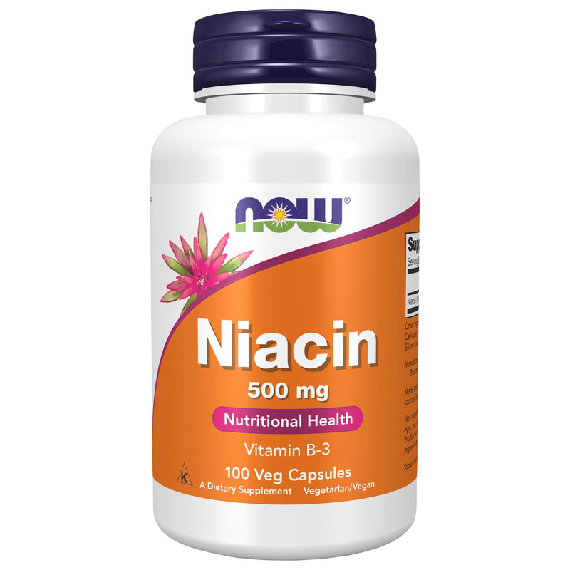 NOW Foods Supplements, Niacin (Vitamin B-3) 500 mg, Essential B-Group Vitamin*, Nutritional Health, 100 Capsules 100 Count (Pack of 1)