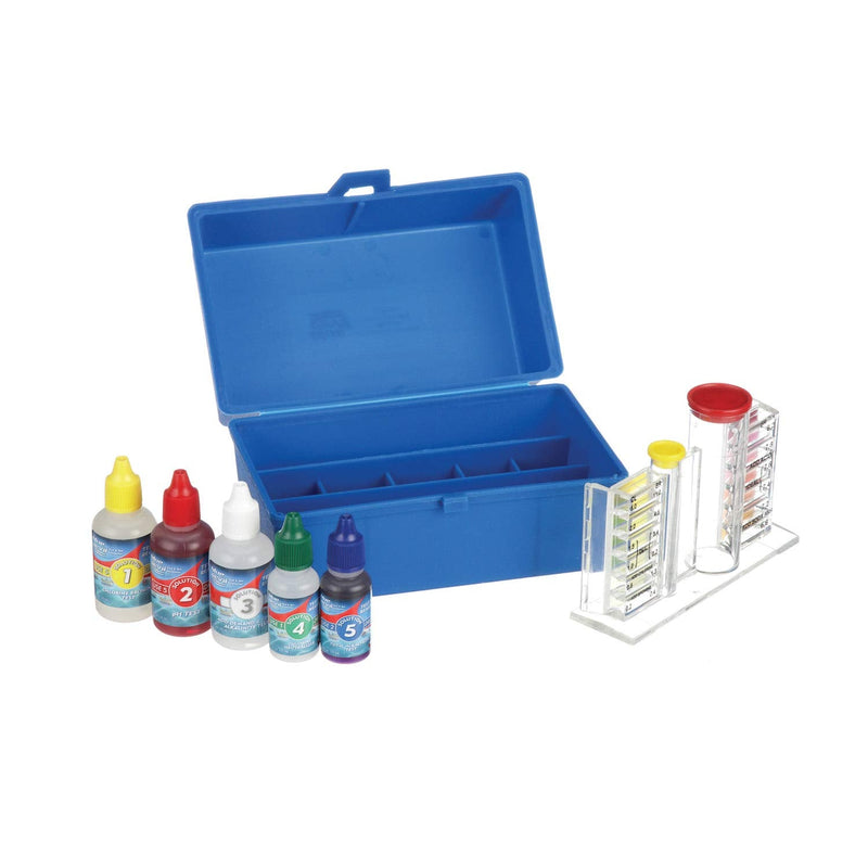 Blue Devil 5-Way OTO Swimming Pool Test Kit- Chlorine/Bromine, pH, Alkalinity and Acid Demand, Includes Easy to Read Vials 5-Way Test Kit