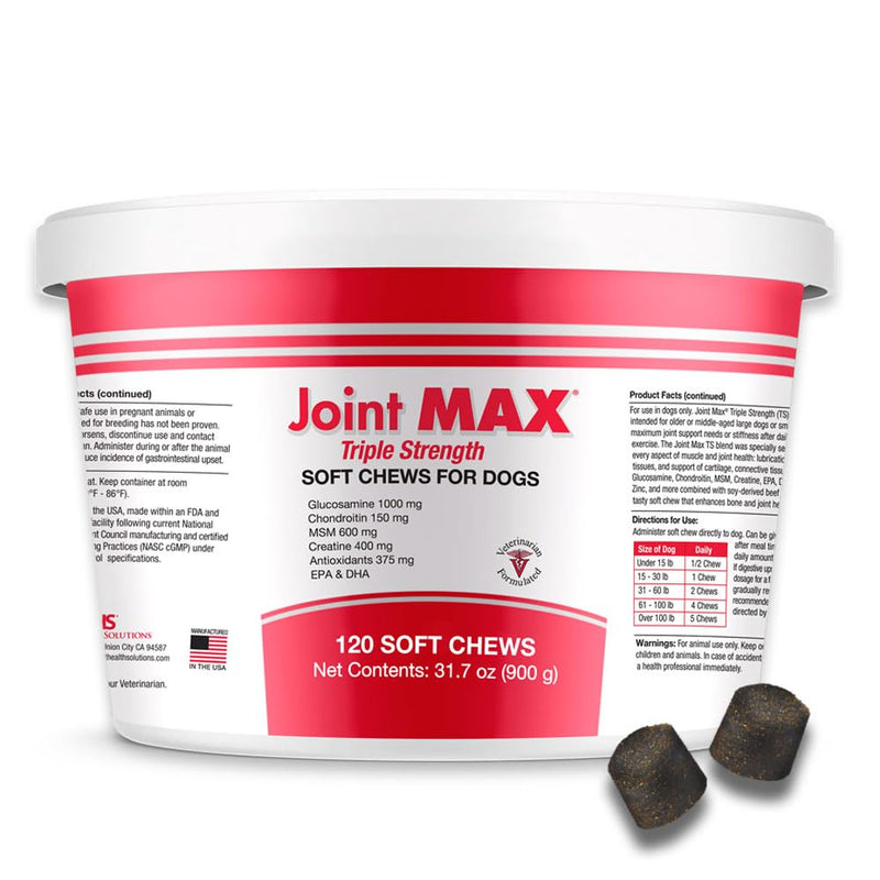 TS Joint Supplement Vet Formulated Pain & Inflammation Relief Treats Hip Dysplasia & Arthritis, Glucosamine, Chondroitin, Turmeric, MSM, HA, Creatine, Omega 3 EPA + DHA.120 Soft Chews 120 Soft Chews - BeesActive Australia