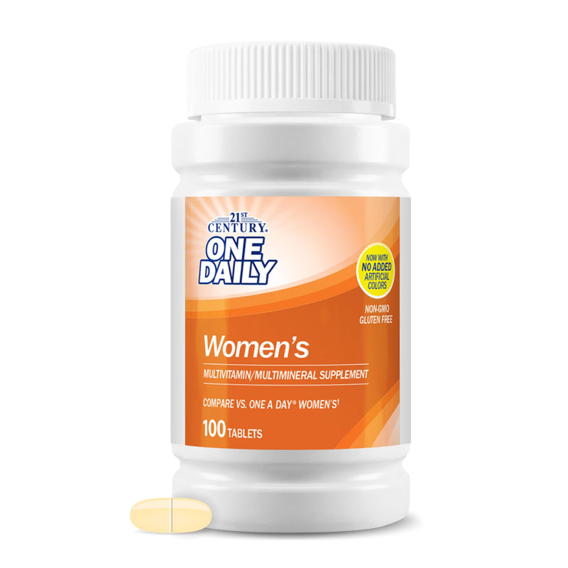 21st Century One Daily Women's Multivitamin Tablets, 100 Count | Complete Daily Multivitamin & Multimineral, Compare VS. One A Day® Women's, Women with 16 Essential Nutrients for Energy 100 Count (Pack of 1)