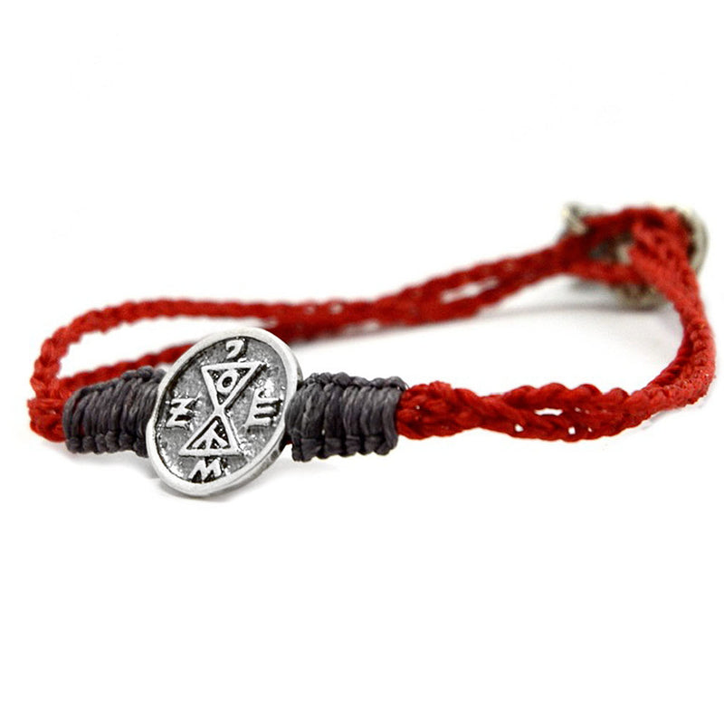 Sterling Silver "Find Your Match" Coin Charm Bracelet Jewelry Gift for Love & Finding Your Match on Red and Grey Macramé Bracelet - 7" Length for Women with Button Clasp - BeesActive Australia