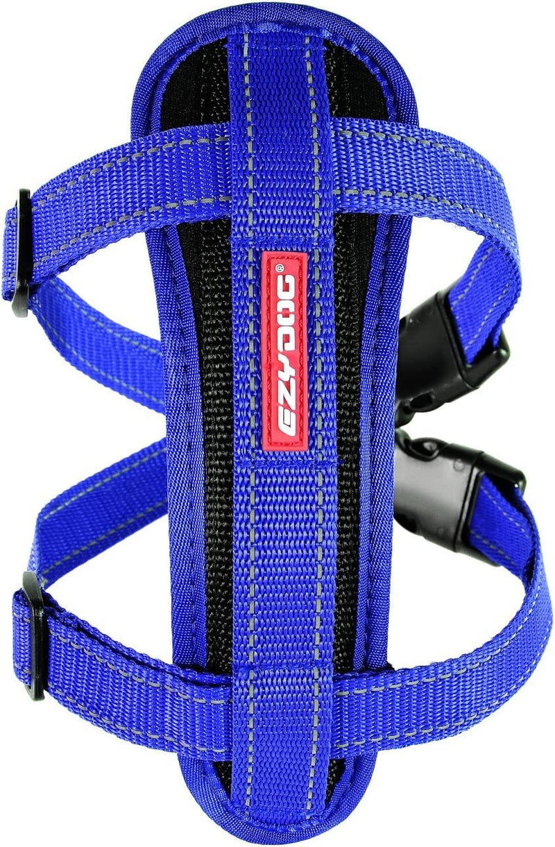 EzyDog Premium Chest Plate Custom Fit Reflective No-Pull Padded Comfort Dog Harness - Perfect for Training, Walking, and Control - Includes Car Restraint Attachment (Large, Blue) Large - BeesActive Australia