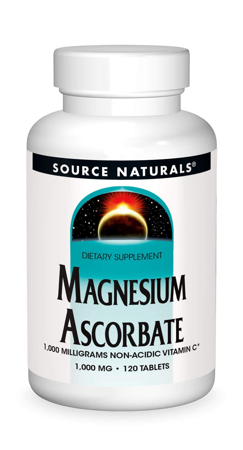 Source Naturals, Magnesium Ascorbate - 1000 mg, 120 Tablets | Gentle Non-Acidic Vitamin C* 120 Count (Pack of 1)