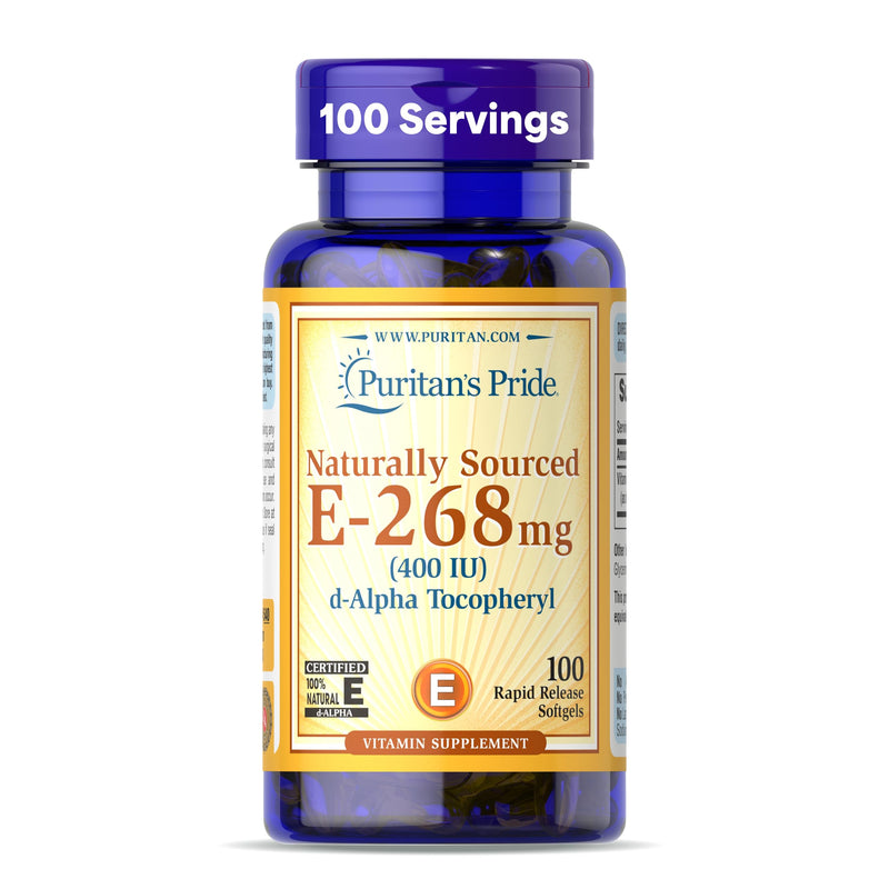 Puritan's Pride Vitamin E-268mg D-Alpha Tocopheryl, 100 Softgels