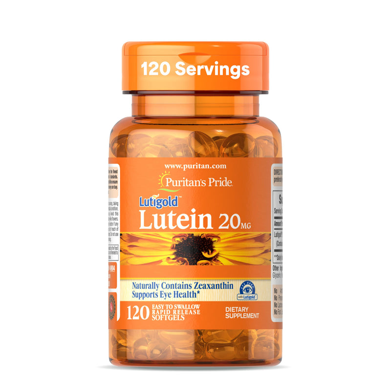 Puritan's Pride Premium Lutigold‚Ñ¢ Lutein Carotenoid 20mg with Zeaxanthin for Men and Women, Dietary Supplement for Eye Health Support, 8 Month Supply, 120 Easy-to-Swallow Softgels 1 Count (Pack of 1) - BeesActive Australia