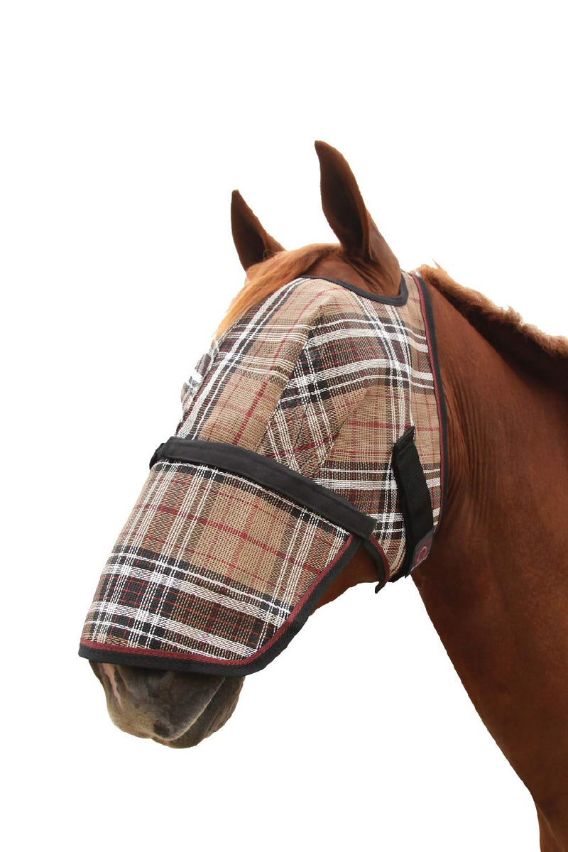 Kensington Signature Fly Mask with Removable Nose — Protects Horses Face and Nose from Biting Insects and UV Rays While Allowing Full Visibility — Ears and Forelock Able to Come Through The Mask Large 121 - Deluxe Black - BeesActive Australia