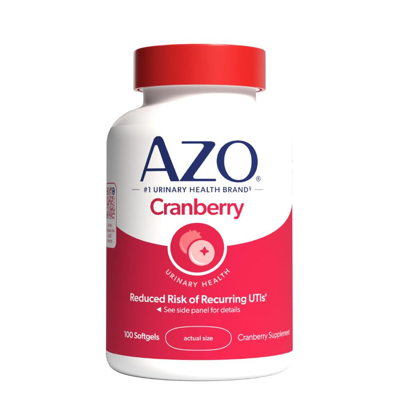 AZO Cranberry Supplement, Made with Concentrated Whole Fruit Cranberry Powder to Help Cleanse and Protect the Urinary Tract*, Sugar Free Cranberry Pills, Non-GMO, 100 Softgels Herbal Supplement 100 Count (Pack of 1) - BeesActive Australia
