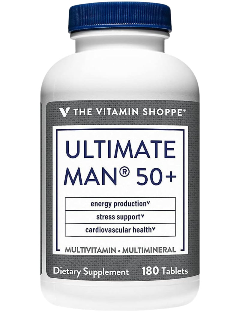 The Vitamin Shoppe Brand Ultimate Man 50+ Multivitamin, 180 Tablets | Daily Multivitamin for Men With Vitamins, Minerals & Antioxidants for Energy, Immune & Overall Wellness Support, Gluten Free
