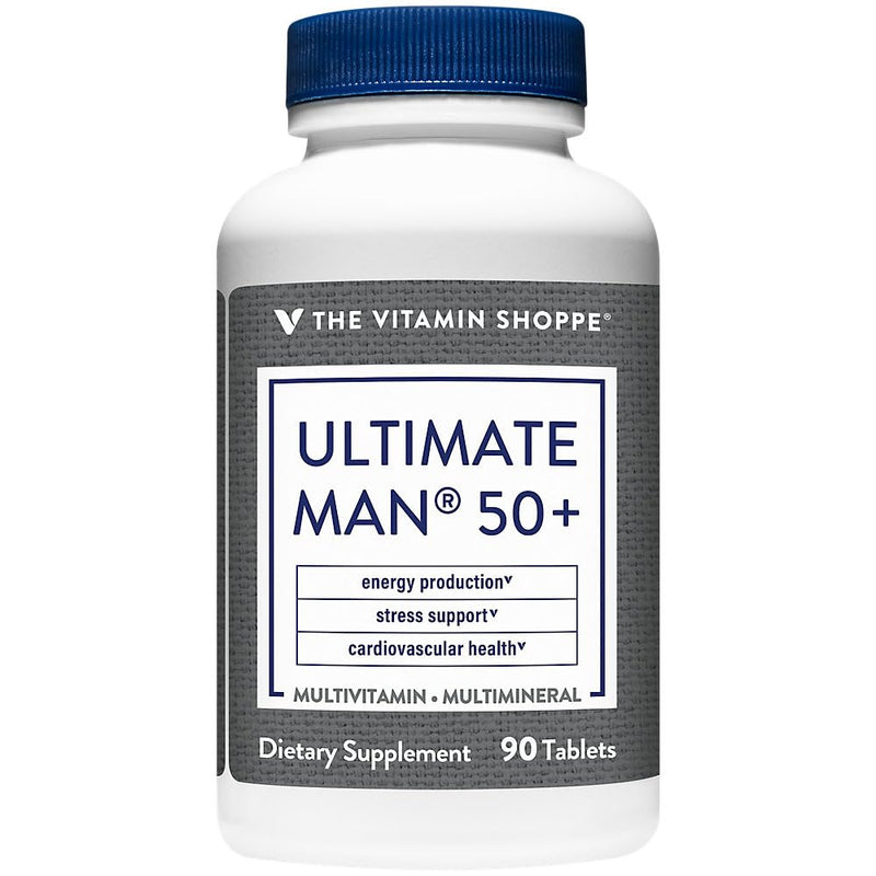 The Vitamin Shoppe Brand Ultimate Man 50+ Multivitamin, 90 Tablets | Men’s Multivitamin with Vitamins, Minerals & Antioxidants for Energy, Immune & Overall Wellness Support, Gluten Free