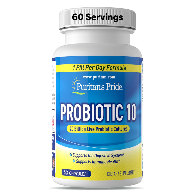 Puritan's Pride Probiotic 10 with Vitamin D, 60 Count 60 Count (Pack of 1)
