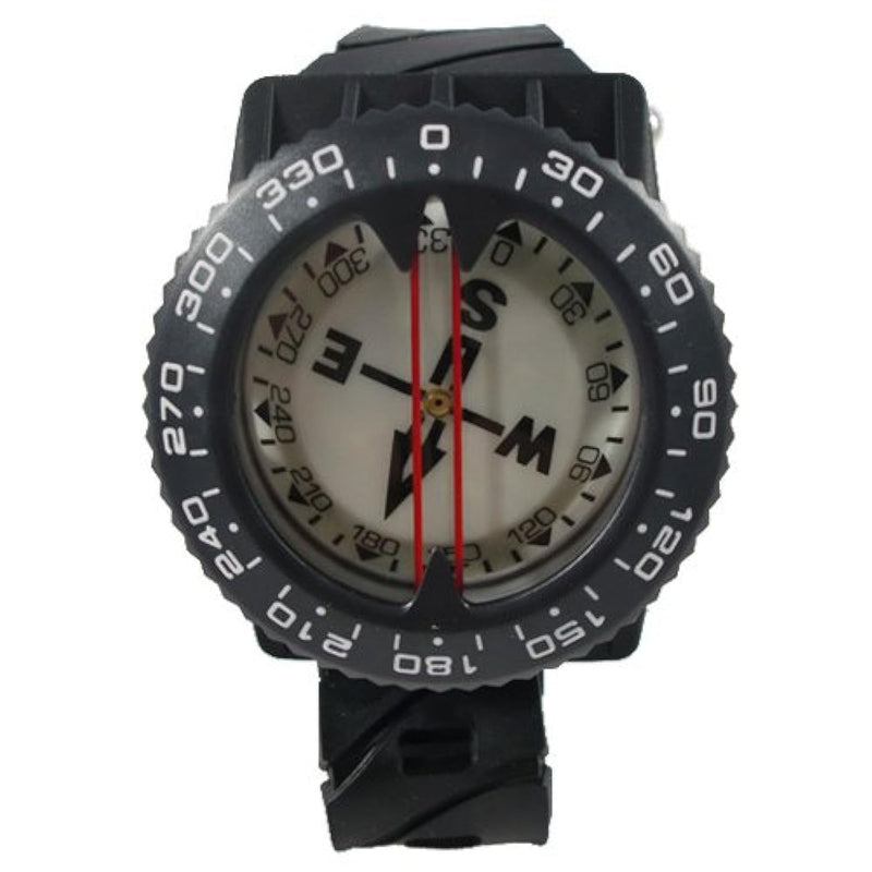 Scuba Choice Diving Compass (Wrist/Bungee Mount) – Easy-to-Read Underwater Navigation Tool for Scuba Diving, Durable Design with Rotating Bezel, Reliable Directional Aid for Deep Dive Adventures Black Aluminum Frame - Wrist Compass