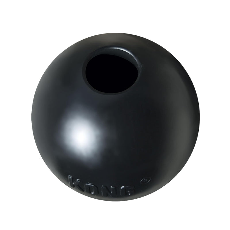 KONG Extreme Ball with Hole - Dog Fetch Toy - Durable Dog Ball Toy for Training, Interactive Playtime & More - Natural KONG Extreme Rubber Ball for Dogs - Black - For Large/Medium Dogs Medium